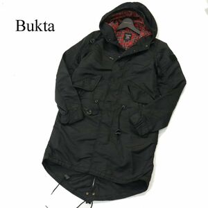 Bukta バクタ 通年 裏地チェック★ ナイロン ミリタリー モッズコート Sz.S　メンズ 黒　A3T15322_C#O