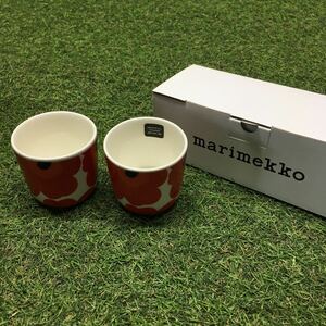 GX4429 MARIMEKKO マリメッコ UNIKKO ウニッコ 067849-001 ラテマグカップ 2個セット食器 ホワイト.レッド 未使用 保管品 コップ