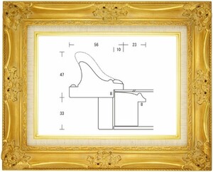 額縁 油彩額縁 油絵額縁 木製フレーム ルイ１４世 金 サイズP8号