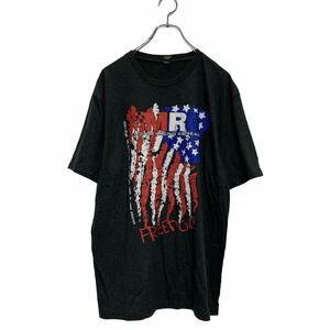 DISTRICT 半袖 プリントTシャツ M ダークグレー クルーネック 星条旗 古着卸 アメリカ仕入 a604-5819