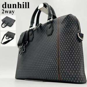 【極美品/現行近】dunhill ダンヒル エンジンターン ラゲージキャンバス 2way メンズ ビジネスバッグ トート ショルダー ブリーフケース 