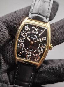 中古 箱あり フランクミュラー FRANCKMULLER トノウカーベックスサンセット 2852SC 750 K18 ゴールド 黒文字盤 自動巻き メンズ 腕時計