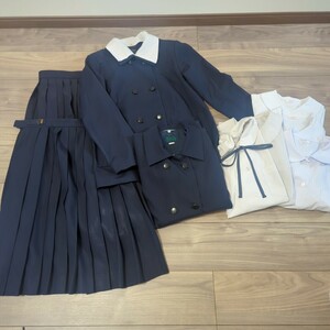 (中古)岡山県 倉敷市 中学校 女子制服/160A/165/170A/W70/セーラー/ブラウス/スカート/スカーフ/夏冬/紺/女子学生/卒業生