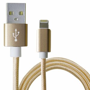 【1m/100cm】ナイロンメッシュケーブルiPhone用 充電ケーブル USBケーブル iPhone iPad iPod ゴールド