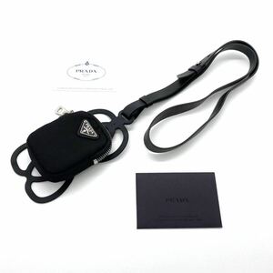 【未使用保管品・全機種対応】PRADA プラダ スマホショルダー ネックストラップ iPhone 三角ロゴ ショルダーバッグ ポーチ AirPods Pro 黒