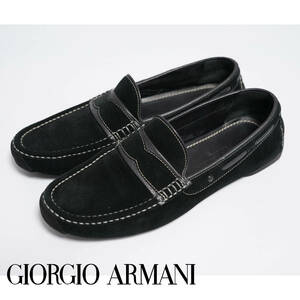 GIORGIO ARMANI スリッポン 40サイズ 25cm ブラック ローファー 革靴 スニーカー