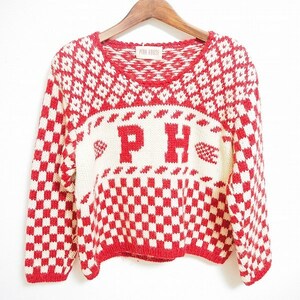 #wpc ピンクハウス PINKHOUSE ニット セーター 赤 白 PHロゴ 総柄 レディース [762067]