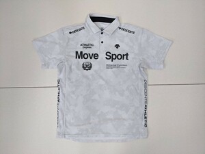 14．状態良好 Descente デサント MOVE SPORTS 半袖ポロシャツ 速乾 ストレッチ トレーニングウェア メンズL DMMTJA72 白黒 x101