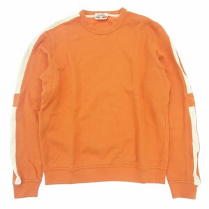 美品◆エルメス スウェット サイドライン 裏起毛 メンズ オレンジ サイズL Hermes【AFB35】