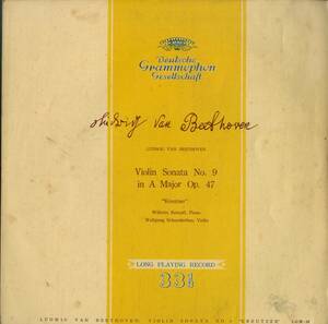 A00588919/LP/ヴィルヘルム・ケンプ「ベートーヴェン：ヴァイオリン奏鳴曲 イ長調作品47」