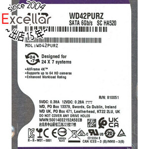 Western Digital製HDD WD42PURZ 4TB SATA600 [管理:1000021690]