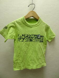 全国送料無料 アメリカ古着 クレイジーシャツ crazy shirts sharka 子供服キッズ男＆女の子 半袖 黄緑色 Tシャツ 100