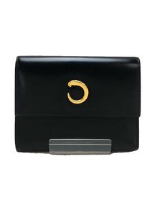 Cartier◆3つ折り財布/レザー/BLK/無地/レディース