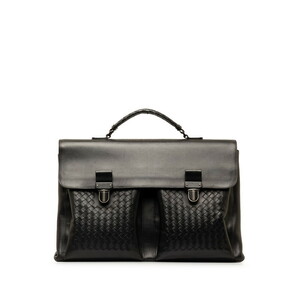 ボッテガヴェネタ イントレチャート ブリーフケース ビジネスバッグ ブラック レザー メンズ BOTTEGAVENETA 【中古】