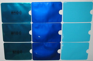 RFID カードケース ★ 9枚セット（各色3枚）ブルーRFIDロゴ入り・ブルー・ライトブルー 　【おてがる配送ネコポス・送料無料】