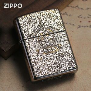 希少　ZIPPO BEAST 剣　喫煙グッズ ジッポー 刻印 オイルライター 真鍮製 新品 ブラック