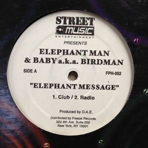 12inchレコード　ELEPHANT MAN / ELEPHANT MESSAGE feat. BABY