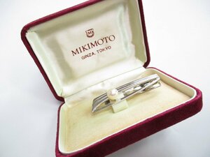 ★とちぎ屋！【銀座 ＭＩＫＩＭＯＴＯ】ミキモト ＳＩＬＶＥＲ製＆本真珠付 タイピン 清楚で優雅な逸品！★