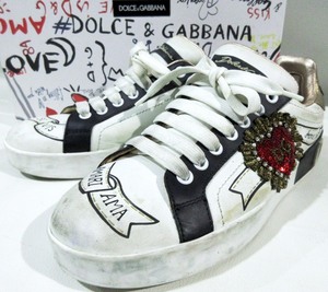 参考定価12万6,500円 ドルチェ＆ガッバーナ DOLCE＆GABBANA ポルトフィーノ ロゴパッチ付き スニーカー CK1544 レディース