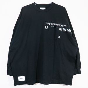 WTAPS ダブルタップス 22AW WTUBE/LS/COTTON 222ATDT-CSM11 ポケット ロングスリーブ Tシャツ ブラック ロンT ocz