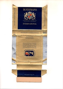 古い タバコ 煙草 ラベル パッケージ ROTHMANS INTERNATIONAL イギリス 台紙に貼り付け