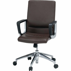 新品オフィスチェア　EU-590-BR（ブラウン）　肘あり　事務椅子　PVCレザー 【本州送料無料】