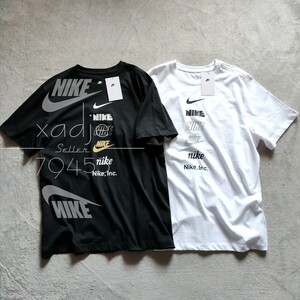 新品 正規品 NIKE ナイキ NSW INC 半袖 Tシャツ 2枚セット 黒 ブラック 白 ホワイト ロゴ スウッシュ プリント XL