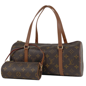 ルイ・ヴィトン Louis Vuitton パピヨン 30 バレルバッグ 筒型 旧旧型 ハンドバッグ モノグラム ブラウン M51365 レディース 【中古】