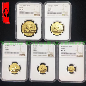 【記念貨幣】2014年 ゴールド パンダ 20/50/100/200/500元 5枚セット NGC MS70 最高鑑定 CHINA GOLD PANDA COLLECTION★X89