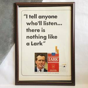 『 ラーク　煙草 』ビンテージ 広告　60年代　フレーム 付 ポスター 当時物 額付 LIFE 雑誌 アンティーク LARK