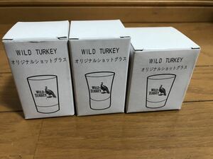 保管のみ☆ワイルドターキー ショットグラス WILD TURKEY マーク ロゴ グッズ ミニ グラス　3個セット