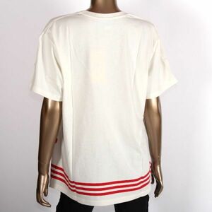 【CU】adidas x Gucci アディダス グッチ コラボ 限定 Tシャツ ホワイト×レッド 717422 XJEXI 9095 Sサイズ ロゴ 半袖