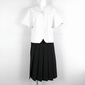 1円 セーラー服 スカート 上下2点セット 大きいサイズ 夏物 女子 学生服 兵庫姫路高校 白 制服 中古 ランクC NA1513