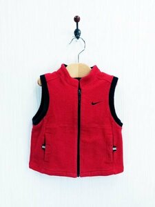 KU0350 ○送料無料 古着 NIKE ナイキ ベビー フルジップ ベスト サイズ90cm レッド 赤 フリース調 スポーツ アウトドア 肌ざわり 秋冬