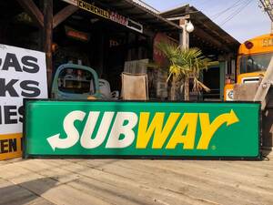 【店舗引き取り限定】SUBWAY 245x61cm サブウェイ 大型看板 電飾 ライトサイン アメリカ ガレージ インテリア ヴィンテージ