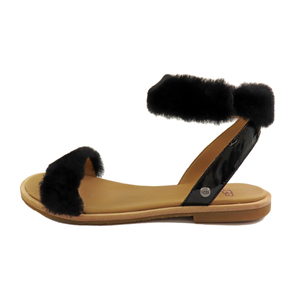 【天白】アグ サンダル フラッフスプリング　ブラック ファーサンダル レザー 表記サイズ7 24.0cm 靴 シューズ 女性