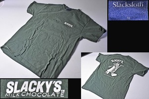 SLACKY`S MILK CHOCOLATE ★ 半袖 Tシャツ ★ Mサイズ モスグリーン ★ パロディー ★