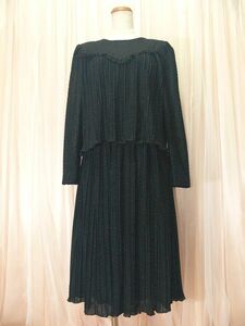 4-104☆Top Dress*ブラック細かいプリーツ*パーティ＆フォーマルドレス/W29~40.B47☆