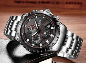 # 新品未使用　腕時計(LIGE銀赤)クロノグラフ アルマーニ 正規品 gucci 金属 革 タグホイヤー スケルトン シルバーレッド