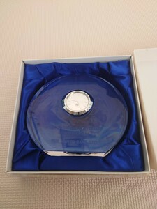 【動作未確認】南都銀行 50 years Anniversary HOYA LOFTY ガラス 置時計 昭和レトロ 記念品 アナログ 時計