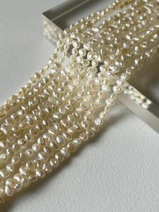 【1連価格3-4mm】ケシパール　淡水パール　高品質　真珠　無核　素材　テリつやあり 