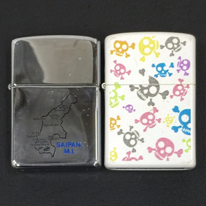 ジッポー サイパン ドクロマーク オイルライター 着火× 喫煙具 喫煙グッズ ケース付き 2点セット ZIPPO