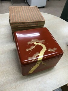 FJ0701 輪島塗 漆器 三段重 会津塗 蒔絵 弁当箱 木製 二段 重箱