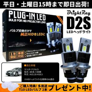 送料無料 1年保証 マツダ アクセラ BK系 前期 BK3P BK5P BKEP (H15.10-H18.5) 純正HID用 BrightRay D2S LED ヘッドライト 車検対応