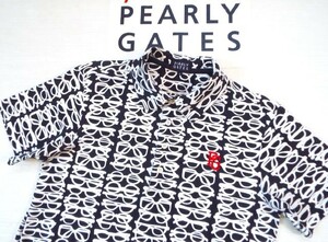 ★PEARLY GATES パーリーゲイツ / PG89 メガネ総柄 プルオーバーシャツ / サイズ４
