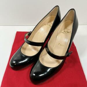 美品 クリスチャンルブタン パンプス メリージェーン 36表記 23cm相当 WALLIS 85 PATENT CALF ポインテッドトゥ レディース シューズ 靴