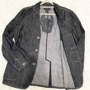 【名作】Calvin Klein jeans カルバンクライン ジーンズ　デニムジャケット　ジージャン　Mサイズ　スカル　薄手　テーラードジャケット　