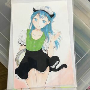 猫耳メイドさん手書きイラスト