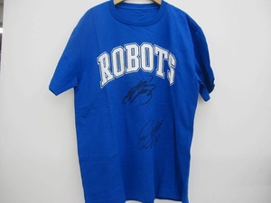 イバラキロボッツ 茨城ROBOTS 【並品】サイン入りTシャツ ブルー 2019