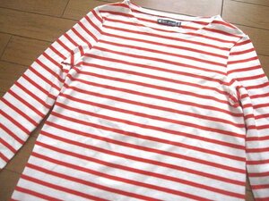 PETIT BATEAU プチバトー ボーダーカットソー 白×赤 大人XXS